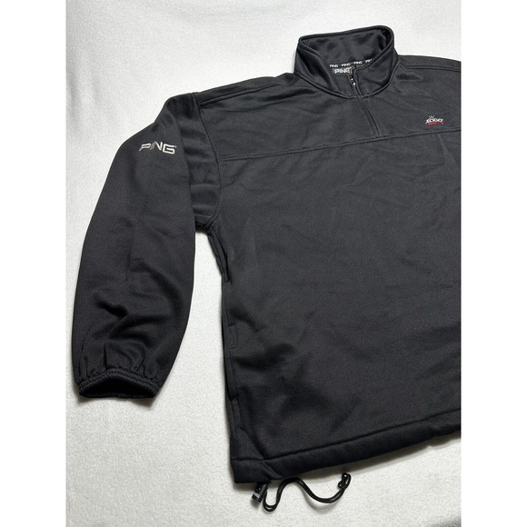 Ping Adult Large 1/4 Zip Golf Pullover Logo Sweatshirt Black Mens Logo Boys Logo - Picture 1 of 15